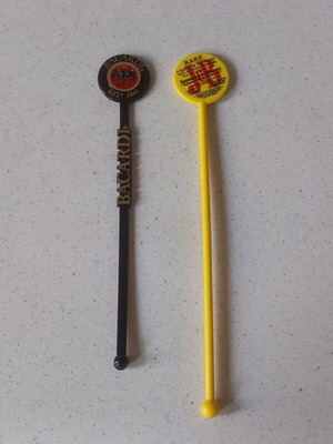 Bacardi and J & B Drink Stirrers like new, set of 2