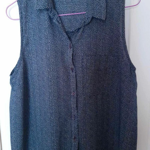 Bershka summer shirt medium dark blue with white polka dots like new