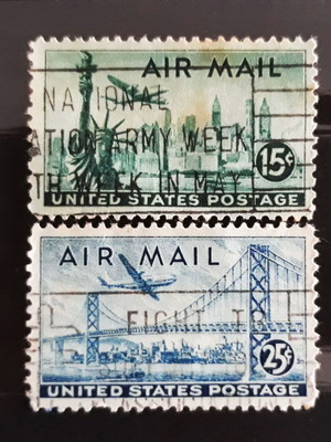 Σφραγίδες USA 1947 Air Mail US Postage σαν καινούργιες, σετ 2 τεμαχίων