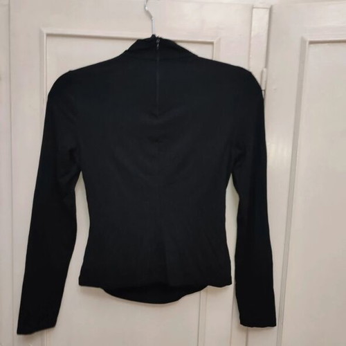 Maki Philosophy black blouse with cutout and gathers, size M, new