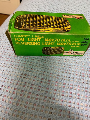 Retro car fog light new, 1970s packaging