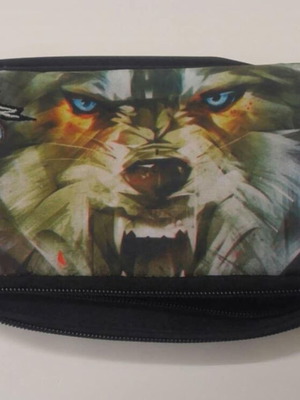 No Fear Army Wolf pencil case with 2 compartments black like new