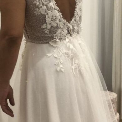 Wedding dress handmade used, white, size S / 36 / 8