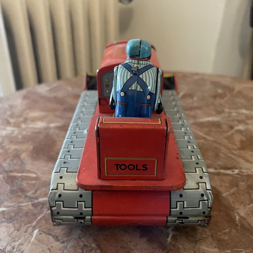 Vintage tin bulldozer toy Japanese used