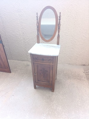 Antique Lavomano Dressing Table with Marble Top and Oval Mirror used
