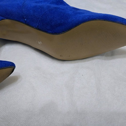 Blue Electric Suede Pointed Boots Mid-Calf Size 38