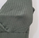 Olive green one-piece jumpsuit, cotton, elastic