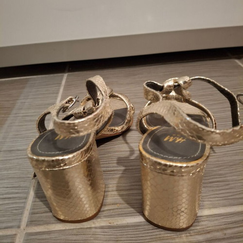 H&M women's gold sandals new, 8cm heel size 37