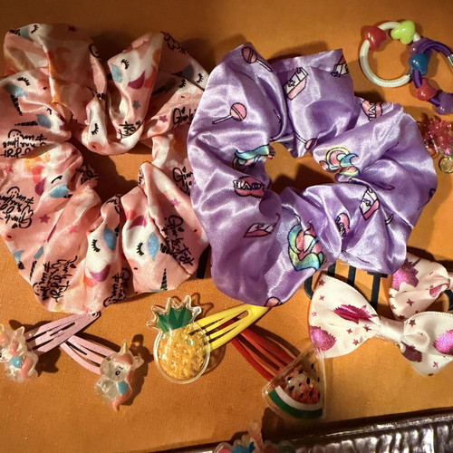 Various hair clips, barrettes and bracelet set