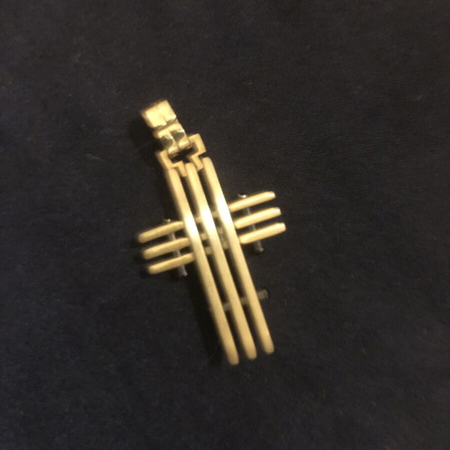 Unisex Faux Gold Cross Pendant like new