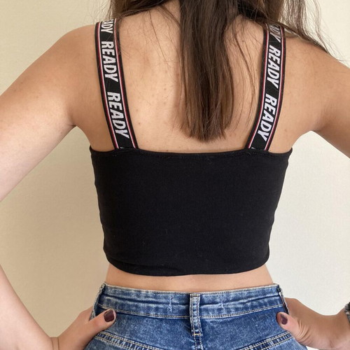 Black top Terranova like new with letter detail straps