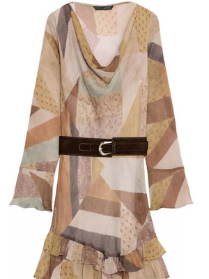 Zara mini dress with colorful patchwork and belt new