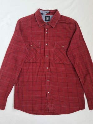 Volcom men's red slim fit shirt size S used, cotton