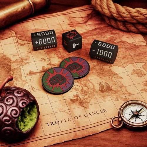 One Piece Dice and Token Set Luffy Inspired Edition Green Purple made to order
