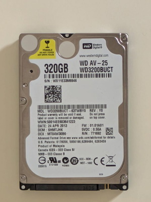 Western Digital WD3200BUCT 320GB SATA HDD like new