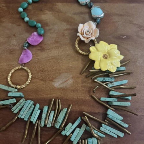 Long necklace Katerina Psoma with semi-precious stones like new