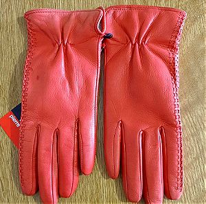 Pierre Cardin κόκκινα δερμάτινα γάντια γυναικεία XS/S *Τέλεια ιδέα για δώρο του Αγίου Βαλεντίνου*