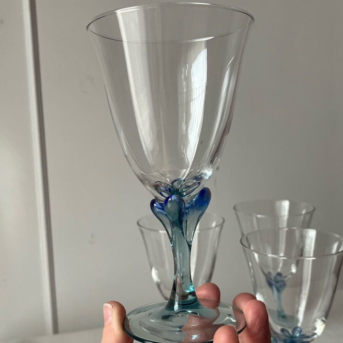 Vintage Arc France Reflet Marine Glasses set of 4 used