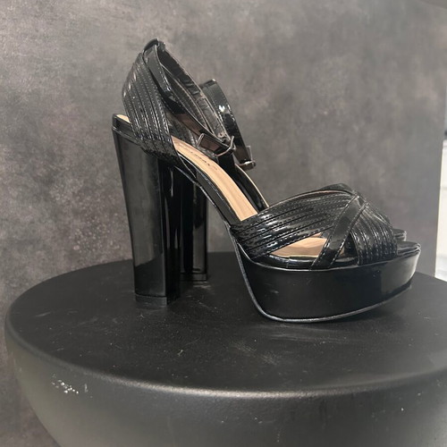 Celestino Black Patent Platform Sandals Size 37 Like New