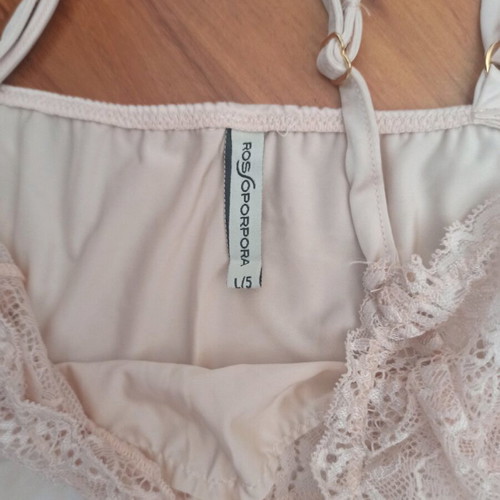 Light pink Lingerie top satin with lace Large Rossoporpora