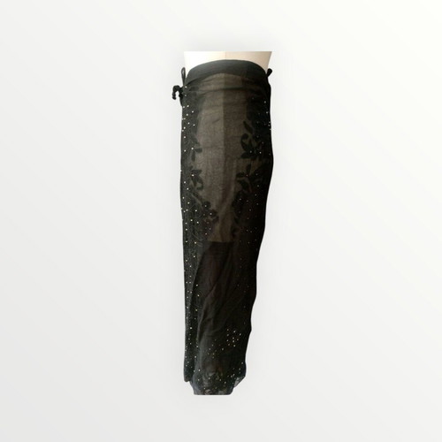 Black sarong like new with embroidery and rhinestones, size S-L