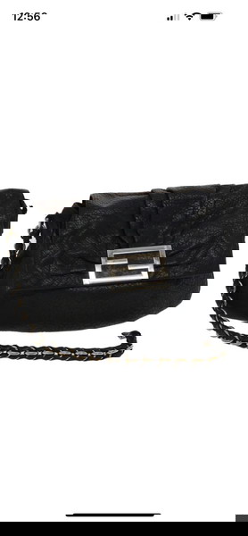FENDI Chain Shoulder Bag Leather Black Auth yk7651B