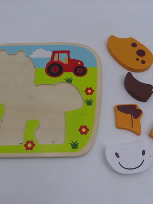 Wooden puzzle with horse animal used for babies
