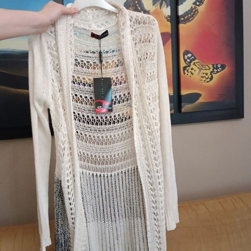 Sarah Chole knitted cardigan, black and white, size L/XL