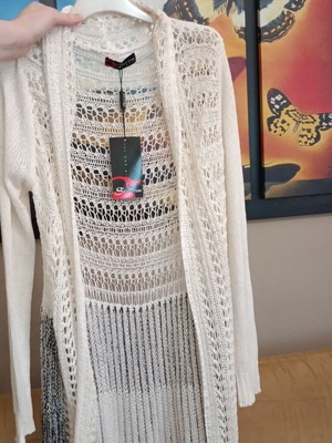 Sarah Chole knitted cardigan, black and white, size L/XL
