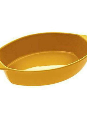 Oval Ceramic Heat-Resistant Dish 35x21cm New, Yellow