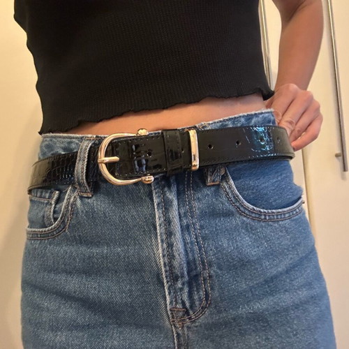 Crocodile patent leather belt new, adjustable, black Primark