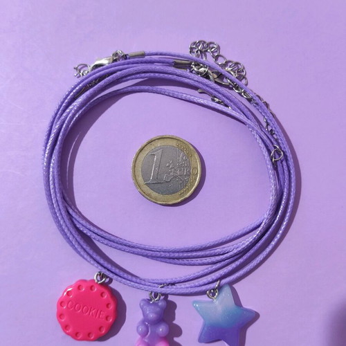 Children's necklace set 3 pcs new with m&ms ring gift pink purple