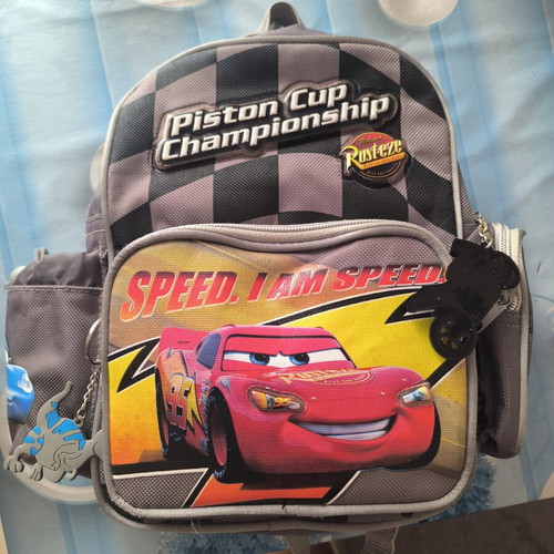 Children's backpack for preschool with McQueen lights, like new, gray