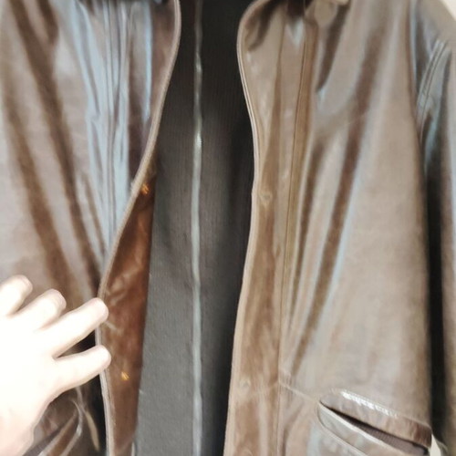 Navy & Green Italia men's brown leather jacket like new size L-XL