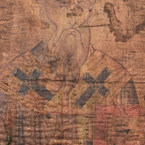 Old wooden icon of Saint Nicholas used