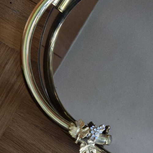 Oval tray with gold handles and mirror surface, like new