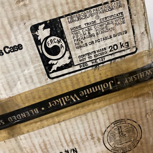 Johnnie Walker Black Label old packaging used, 1970s cardboard box