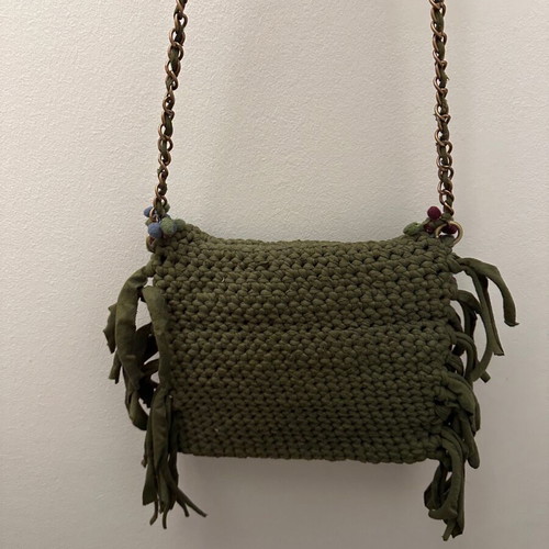 Handmade cross bag used, haki color