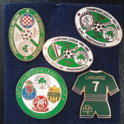 Panathinaikos 1995-1996 Champions League pin set of 5