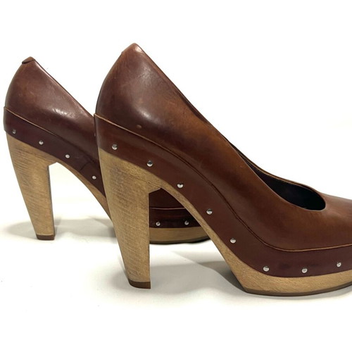 Marni brown leather high heels used, size 39