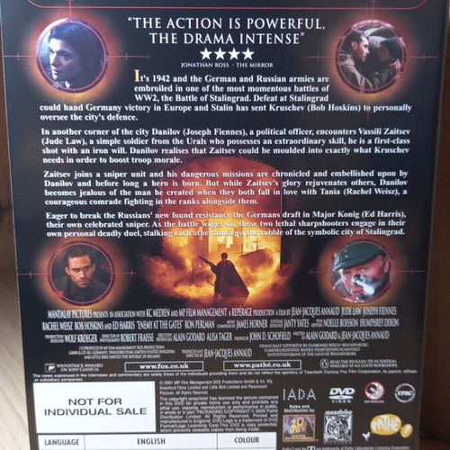 Enemy at the Gates DVD with English subtitles