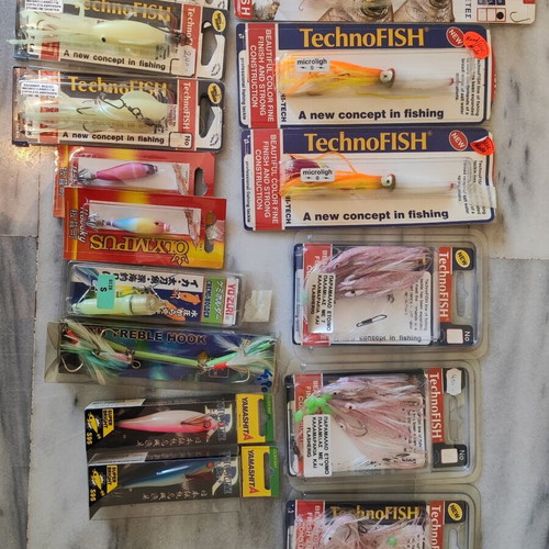 Artificial fishing lures new, various types including small squid jigs