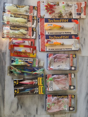 Artificial fishing lures new, various types including small squid jigs