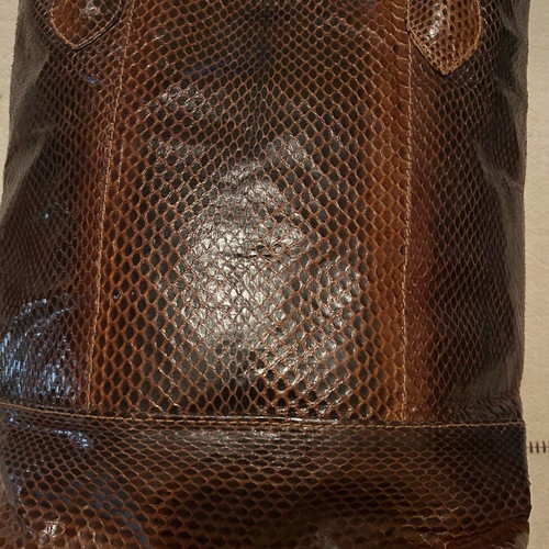 Leather Handmade Women's Shoulder Bag Brown Snake Print New
