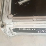 Magic suitcase used, missing three glasses, box with tears