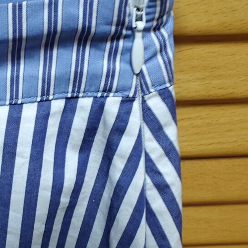 Maje asymmetric striped skirt, size 36, blue and white