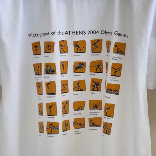T shirt Athens 2004 Olympic Games with pictograms, size L like new