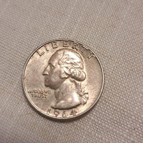 Silver American coin used, quarter dollar 1964