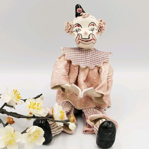 Italian ceramic clown like new, handmade unique art