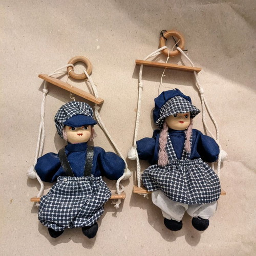 Vintage porcelain dolls set of 2 handmade with fabric like new